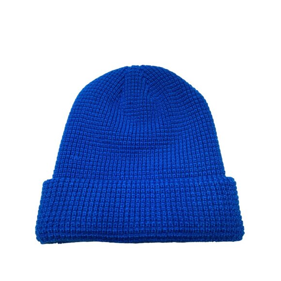 Yea.Nice Mens Beanie Soft Acrylic Cobolt Blue Folded Waffle Weave Beanie Hat Cap - Picture 3 of 3